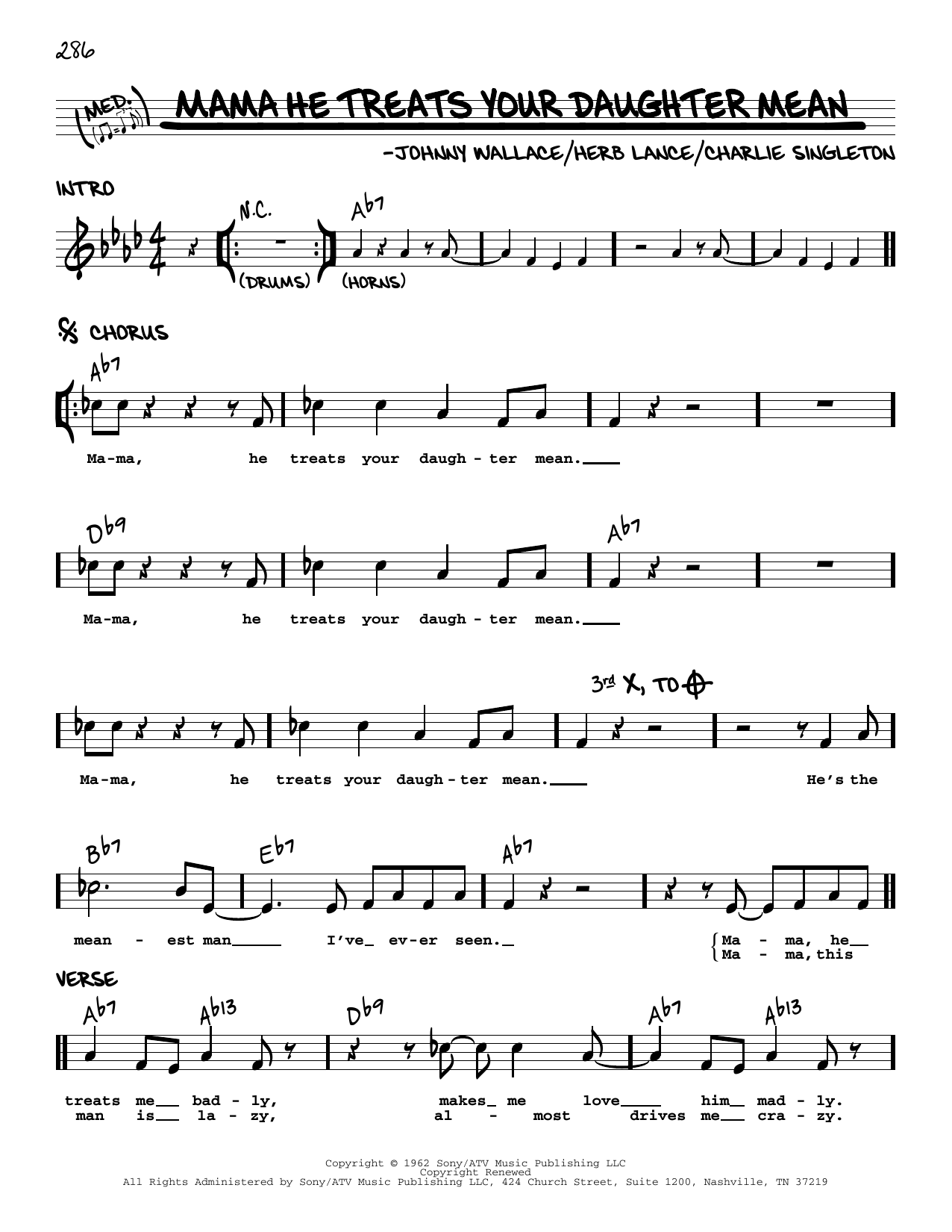 Download Ruth Brown Mama He Treats Your Daughter Mean Sheet Music