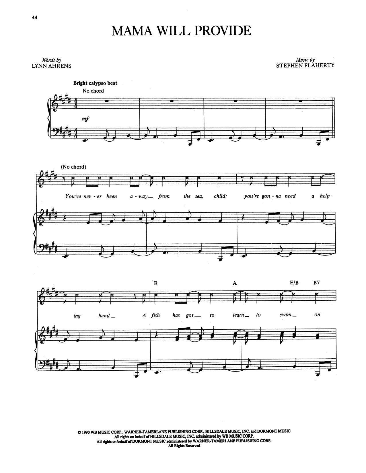 Download Stephen Flaherty and Lynn Ahrens Mama Will Provide (from Once on This Is Sheet Music