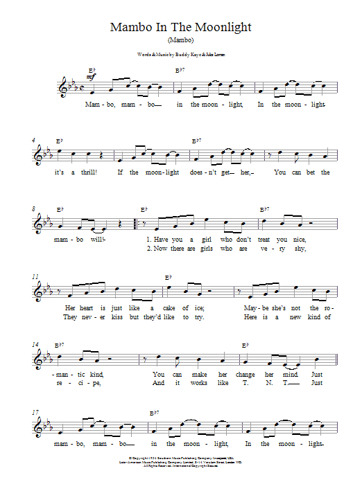 Buddy Kaye Mambo In The Moonlight sheet music notes printable PDF score
