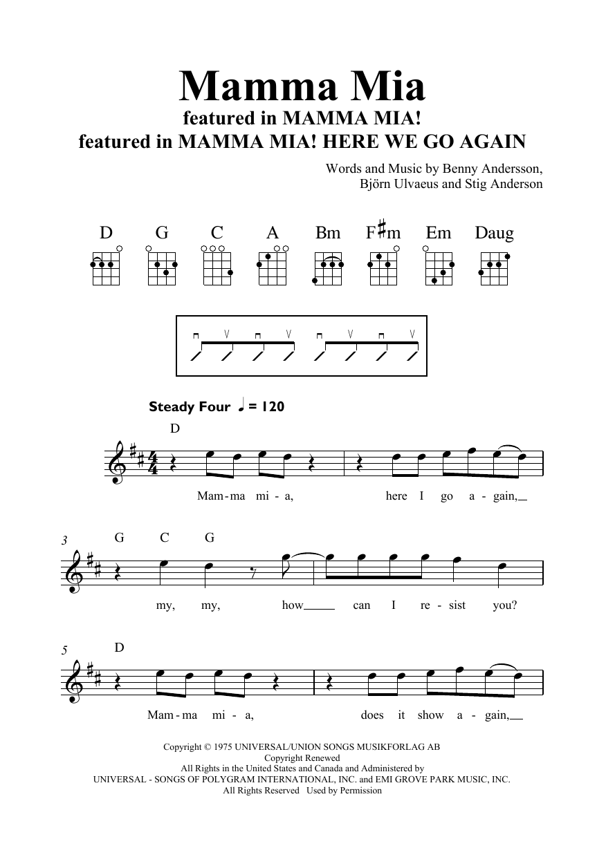 Download ABBA Mamma Mia Sheet Music