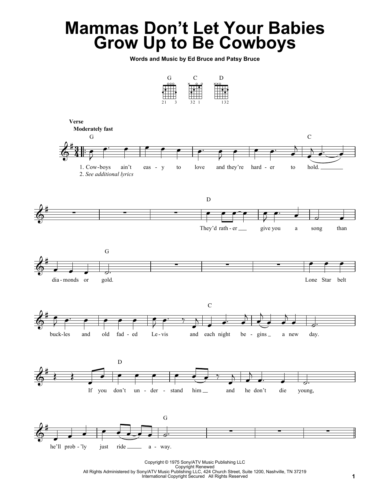 Download Waylon Jennings & Willie Nelson Mammas Don't Let Your Babies Grow Up To Sheet Music