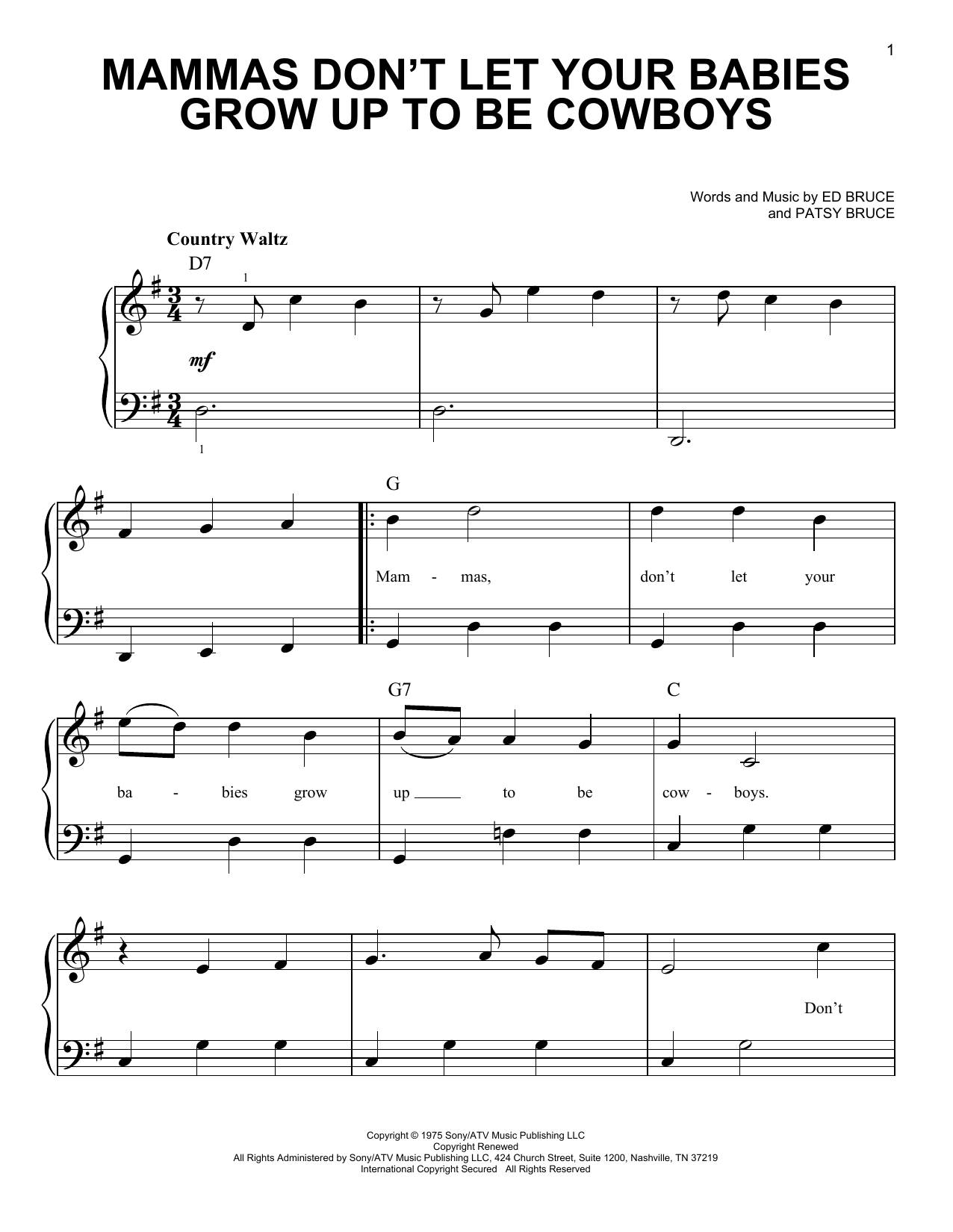 Download Waylon Jennings & Willie Nelson Mammas Don't Let Your Babies Grow Up To Sheet Music