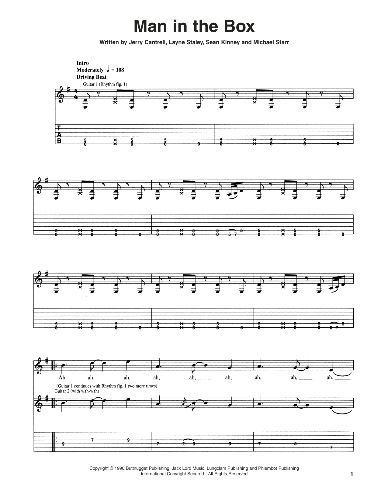 Download Alice In Chains Man In The Box Sheet Music