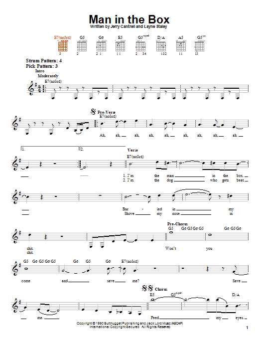 Download Alice In Chains Man In The Box Sheet Music