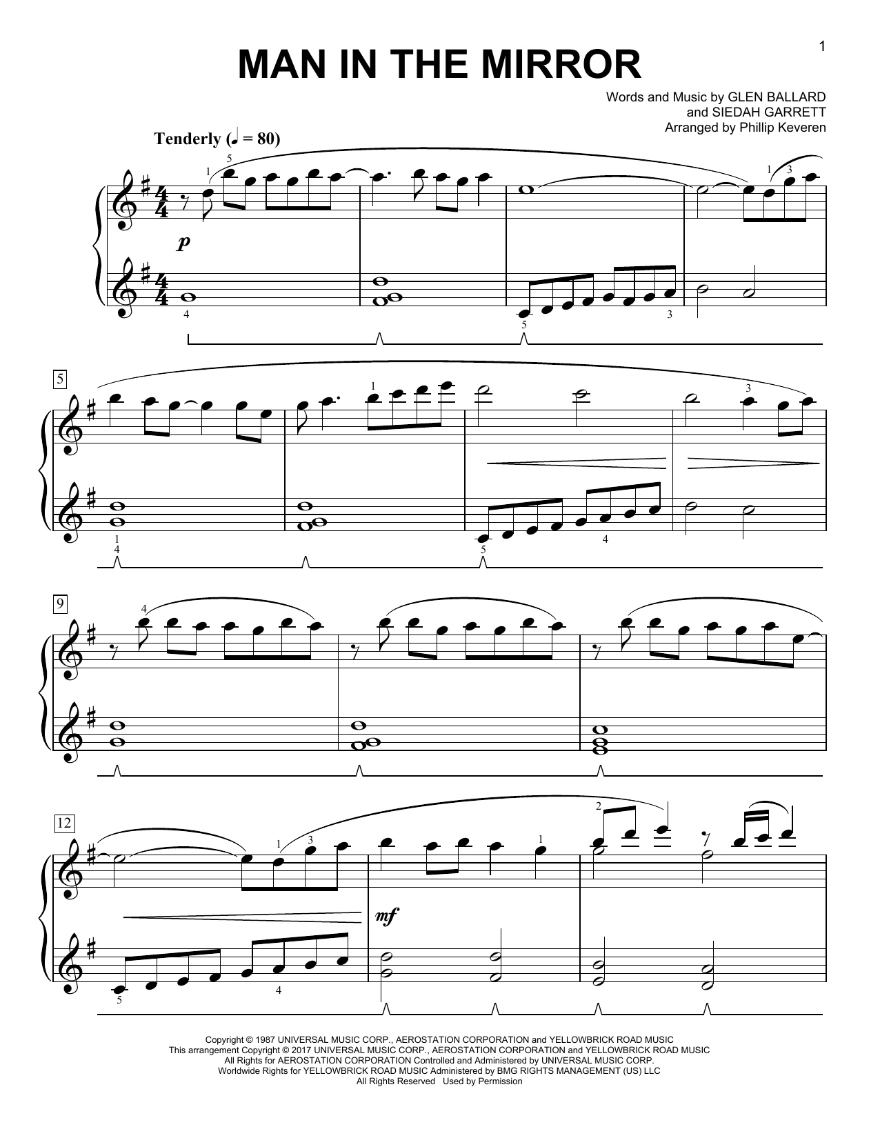 Download Michael Jackson Man In The Mirror [Classical version] ( Sheet Music