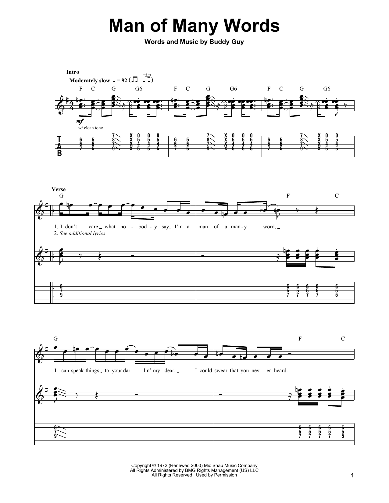 Download Buddy Guy Man Of Many Words Sheet Music
