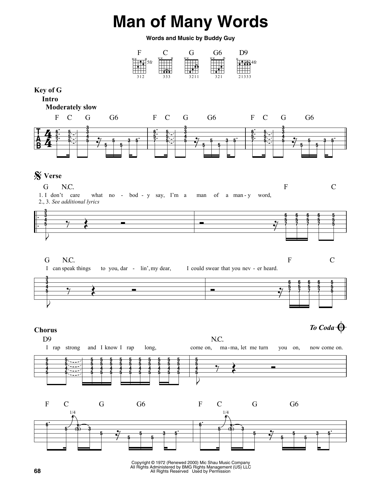 Download Buddy Guy Man Of Many Words Sheet Music