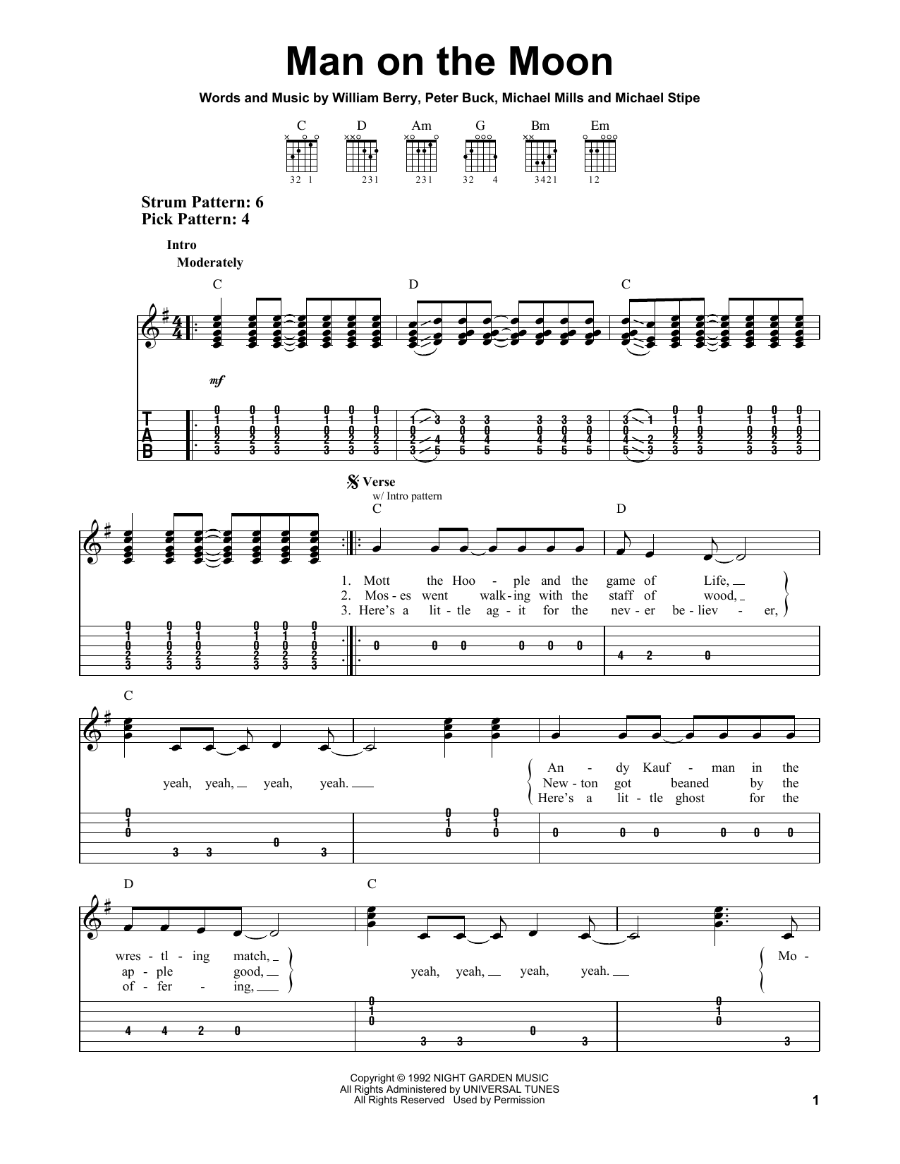 Download R.E.M. Man On The Moon Sheet Music