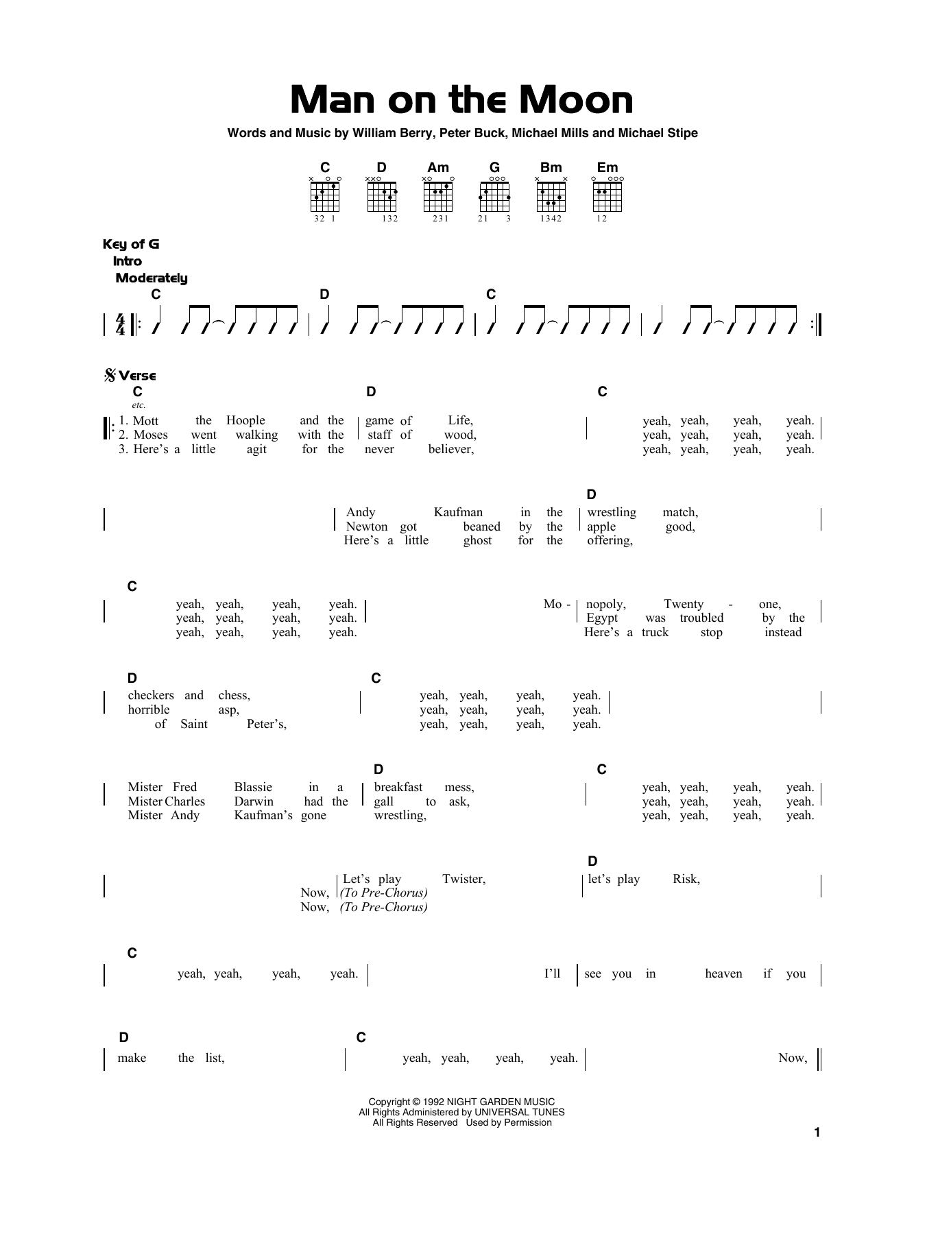 Download R.E.M. Man On The Moon Sheet Music