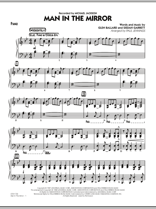 Download Paul Jennings Man In The Mirror - Piano Sheet Music