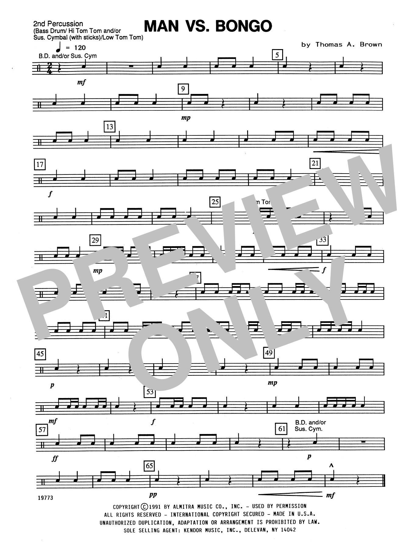 Download Tom Brown Man Vs. Bongo - Percussion 2 Sheet Music