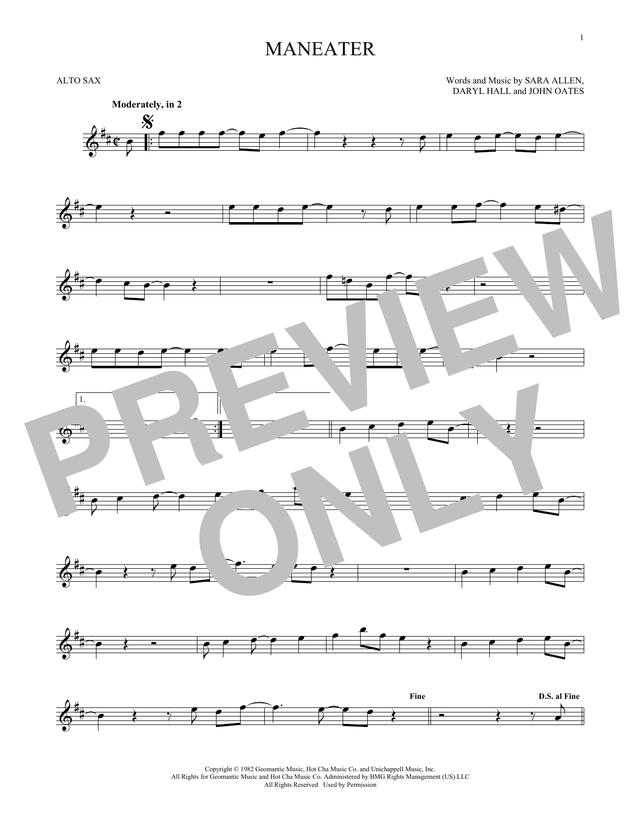 Download Hall & Oates Maneater Sheet Music