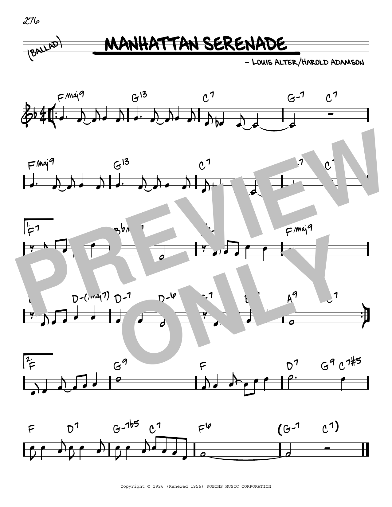 Download Harold Adamson Manhattan Serenade Sheet Music
