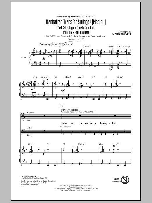 Download Mark Brymer Manhattan Transfer Swings! (Medley) Sheet Music