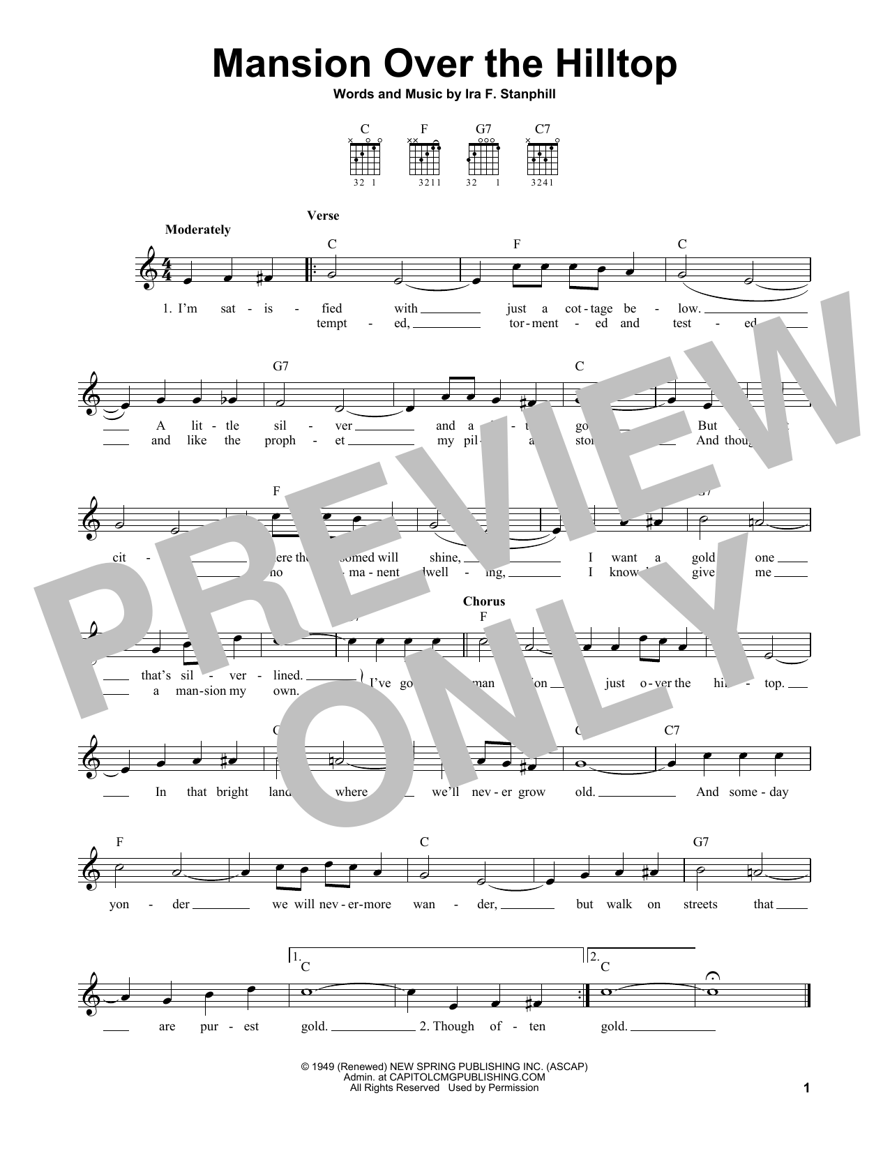 Download Ira F. Stanphill Mansion Over The Hilltop Sheet Music