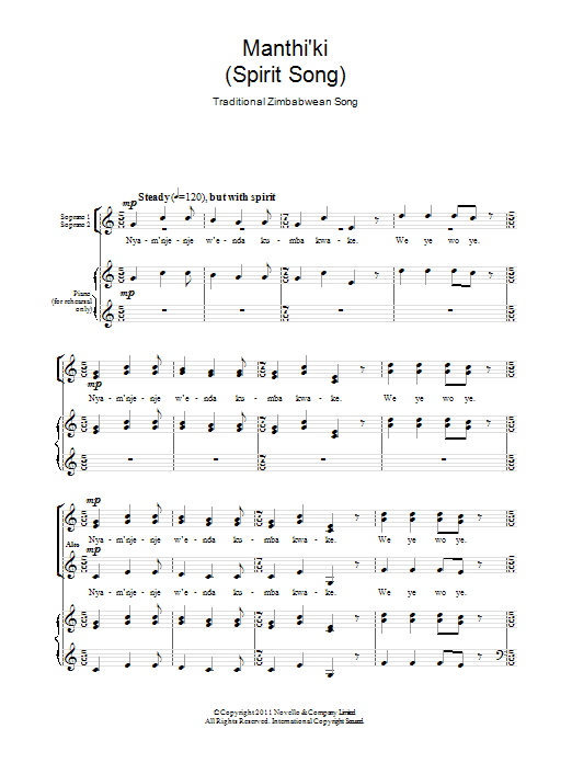 Download Traditional Manthi'ki (Spirit Song) Sheet Music