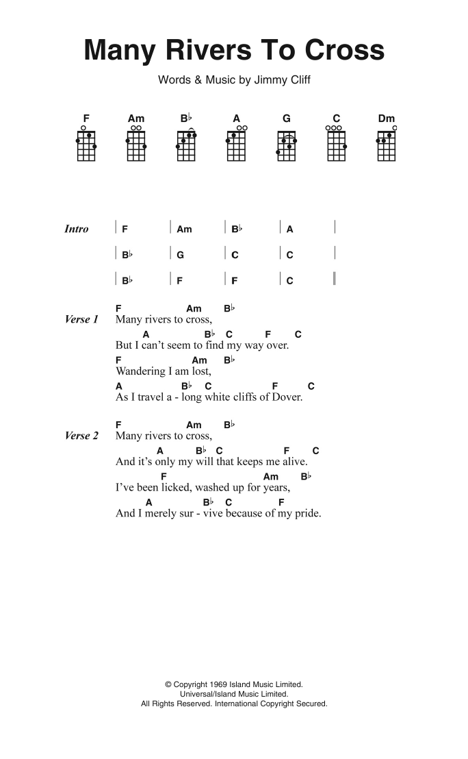 Download Jimmy Cliff Many Rivers To Cross Sheet Music