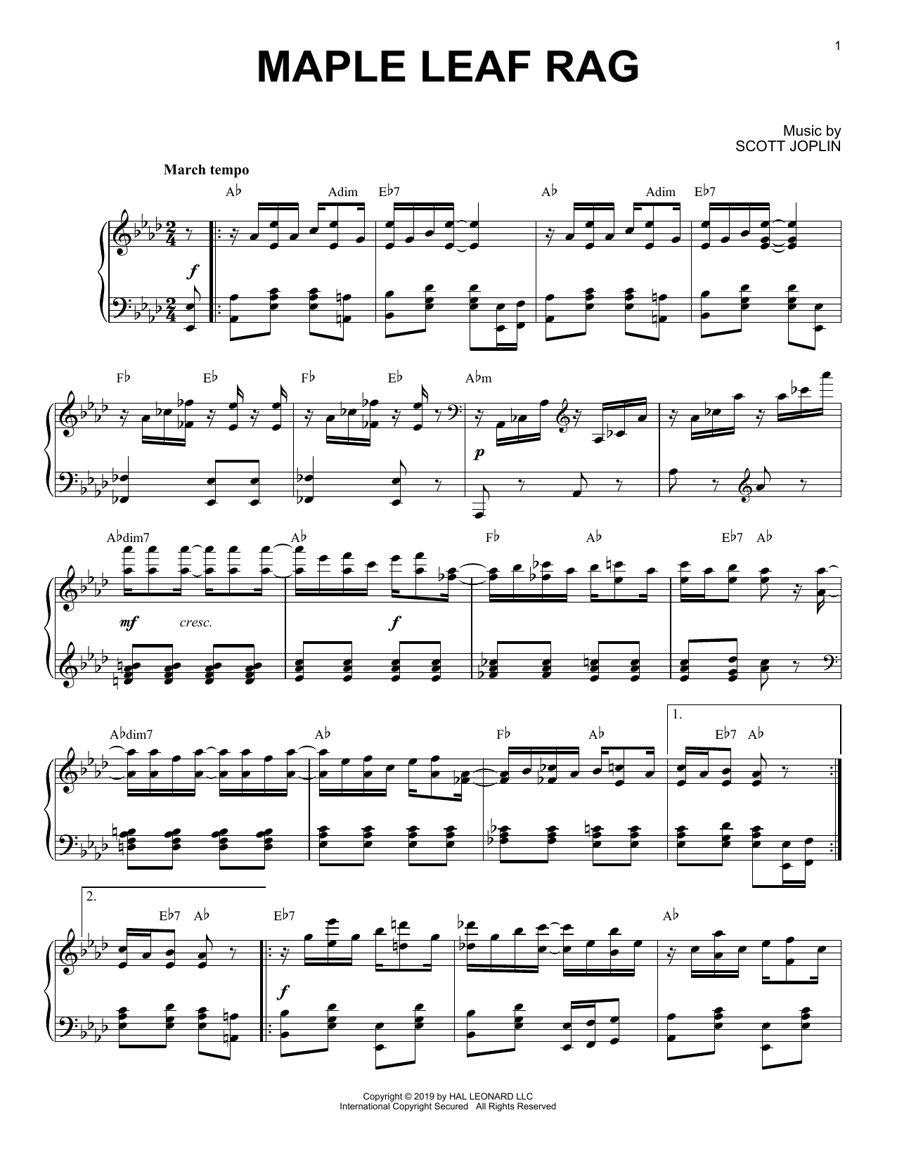 Download Scott Joplin Maple Leaf Rag [Jazz version] Sheet Music