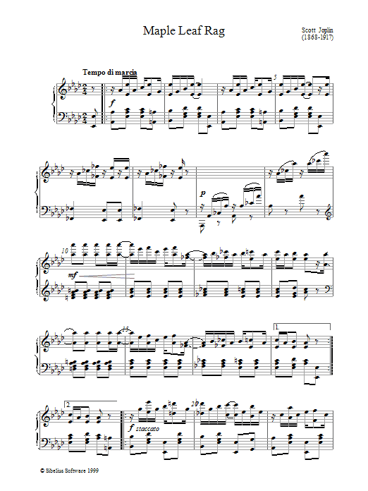Scott Joplin Maple Leaf Rag sheet music notes printable PDF score