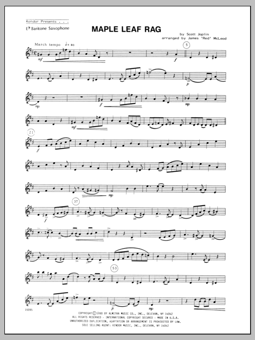 Download McLeod Maple Leaf Rag - Baritone Sax Sheet Music