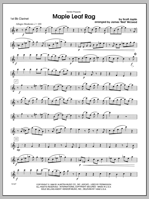Download McLeod Maple Leaf Rag - Clarinet 1 Sheet Music