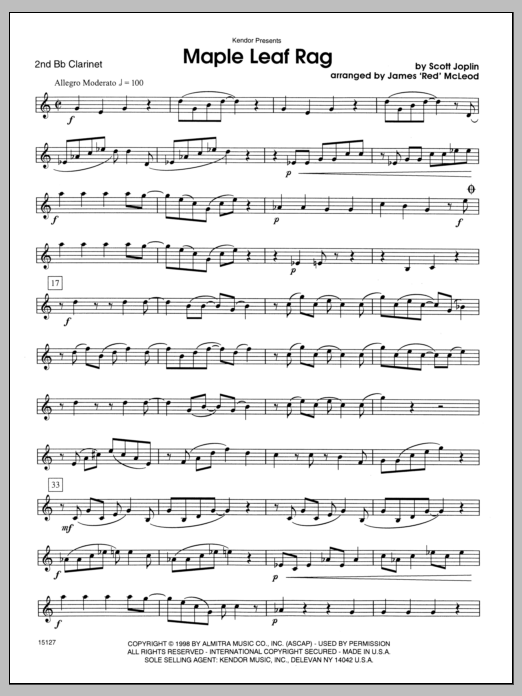 Download McLeod Maple Leaf Rag - Clarinet 2 Sheet Music