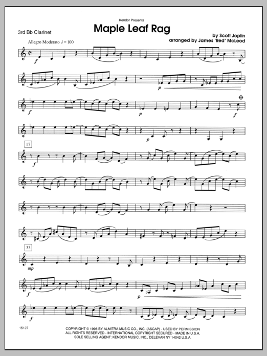Download McLeod Maple Leaf Rag - Clarinet 3 Sheet Music