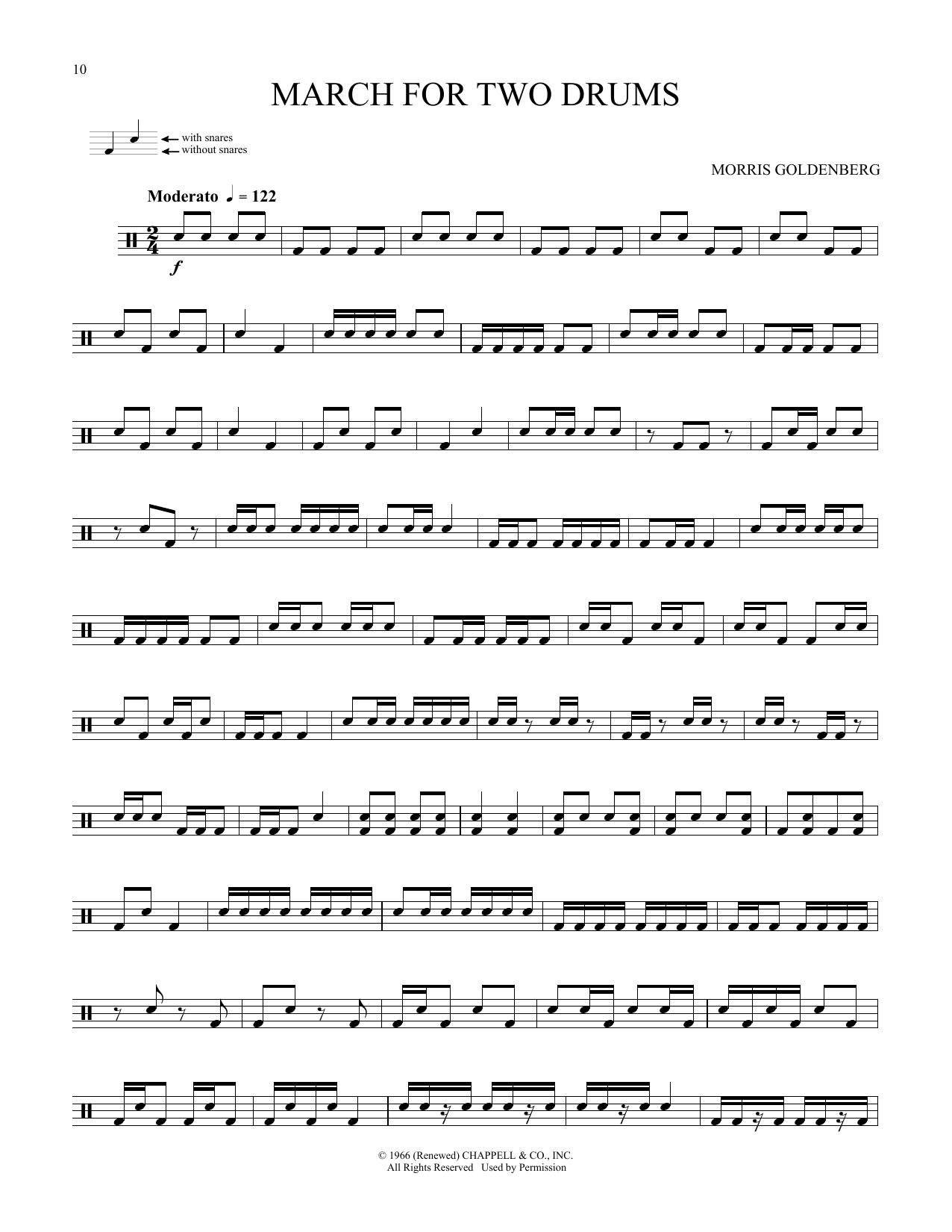 Download Morris Goldenberg March For Two Drums Sheet Music