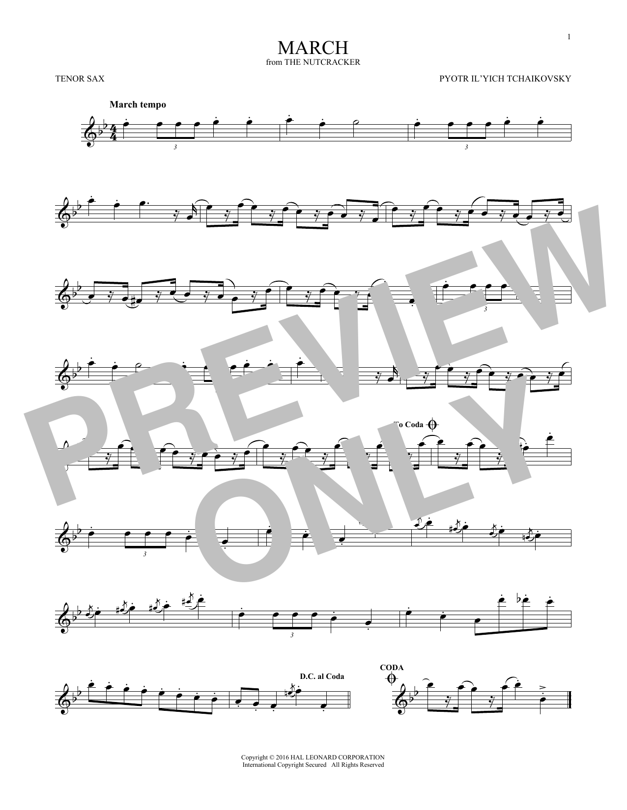 Download Pyotr Il'yich Tchaikovsky March Sheet Music