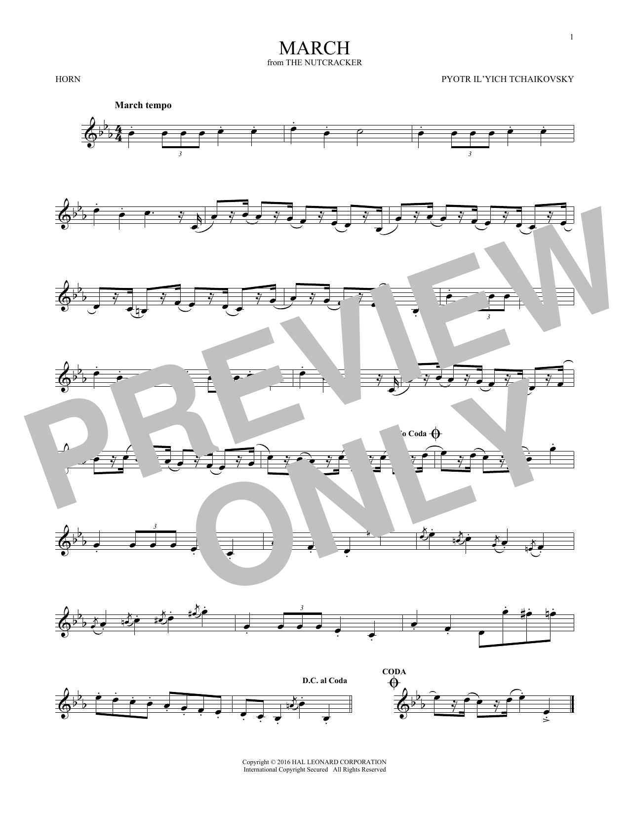 Download Pyotr Il'yich Tchaikovsky March Sheet Music