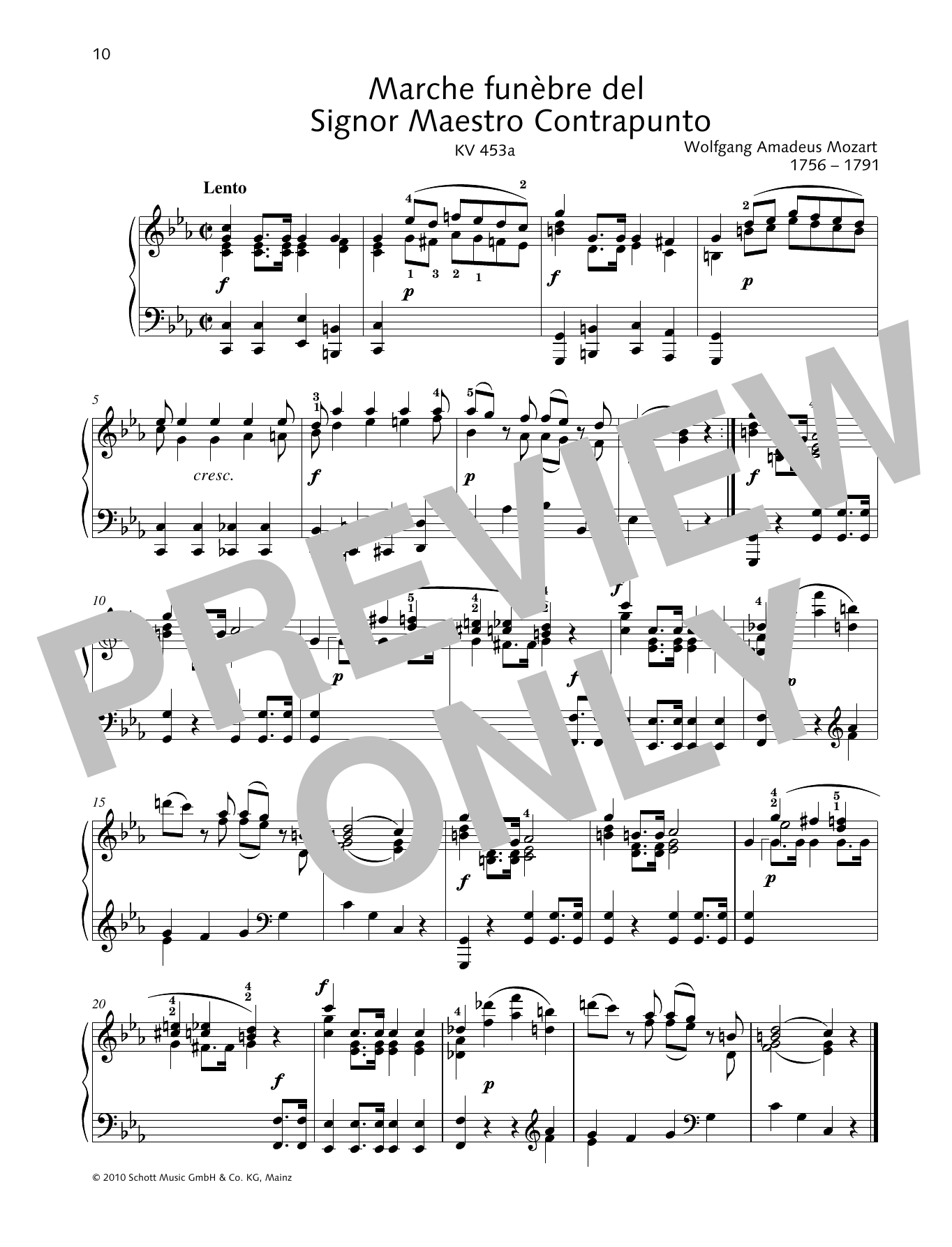 Download Wolfgang Amadeus Mozart March funèbre del Signor Maestro Contr Sheet Music
