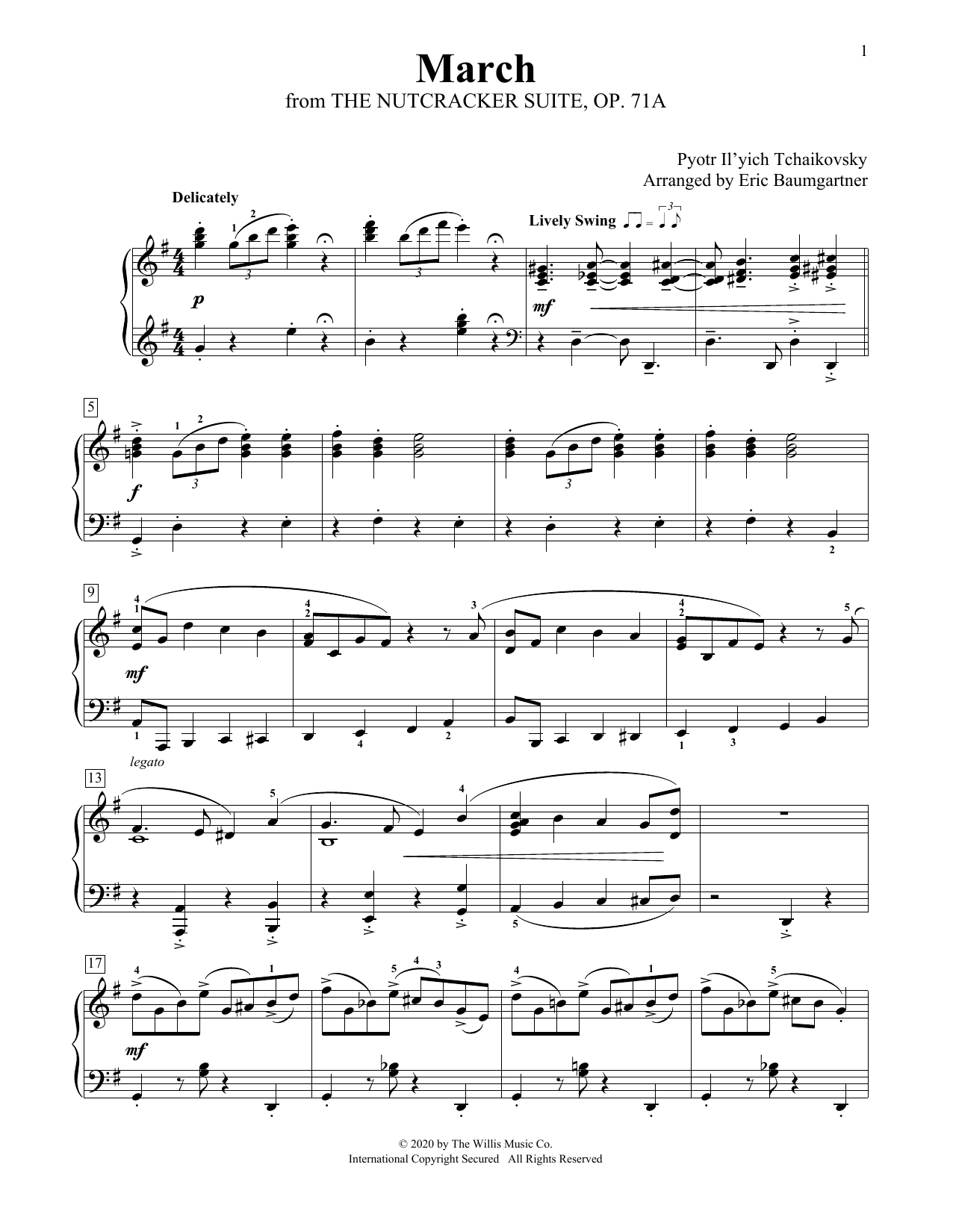 Download Pyotr Il'yich Tchaikovsky March [Jazz version] (arr. Eric Baumgar Sheet Music