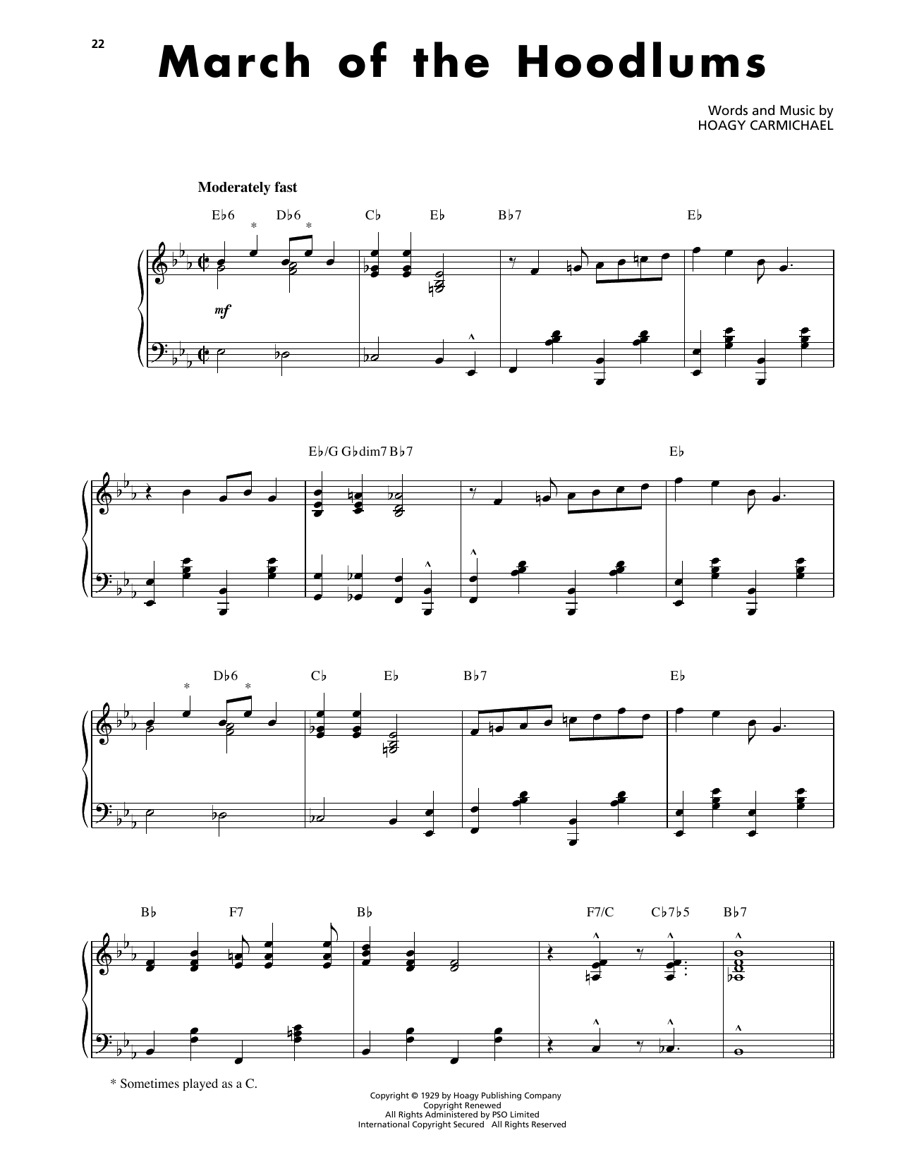 Download Hoagy Carmichael March Of The Hoodlums Sheet Music