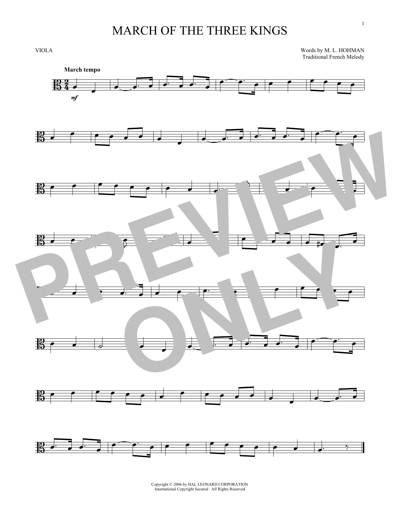 Download Traditional March Of The Three Kings Sheet Music