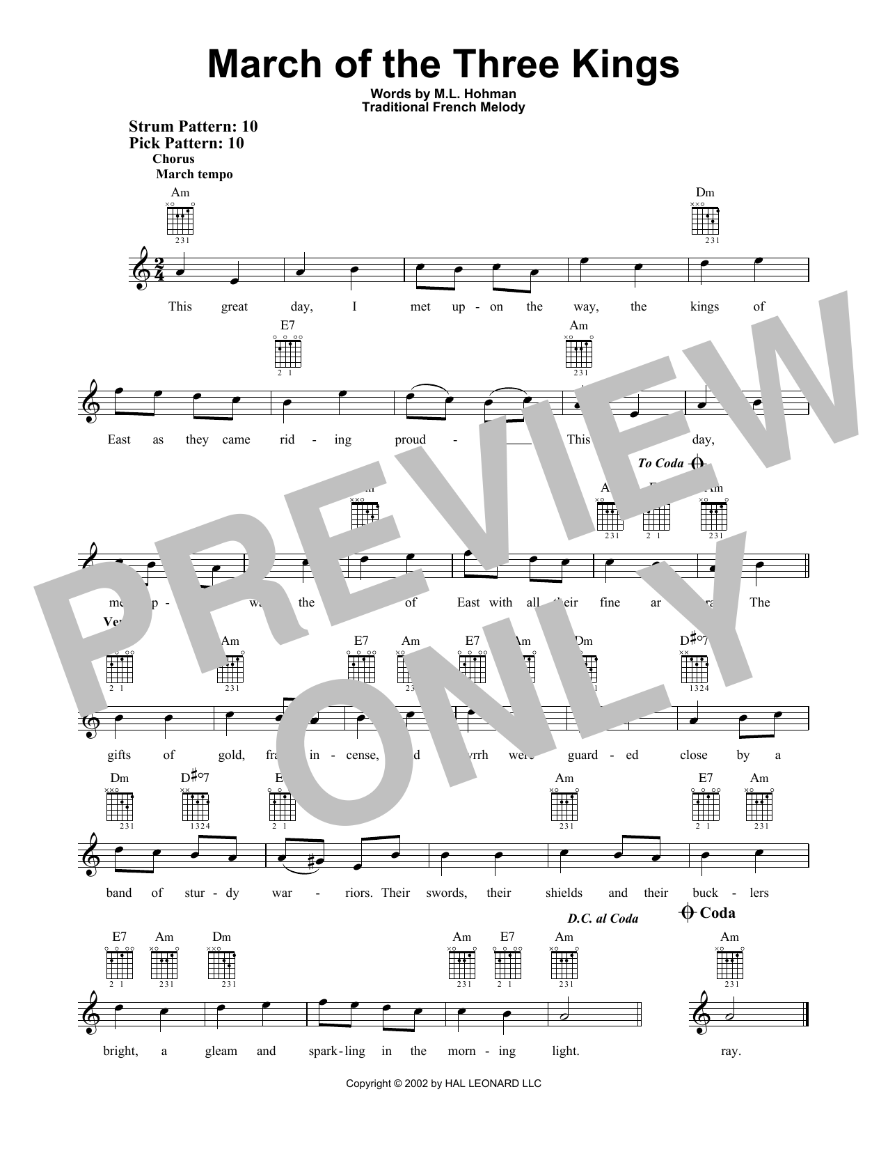 Download Traditional French Melody March Of The Three Kings Sheet Music