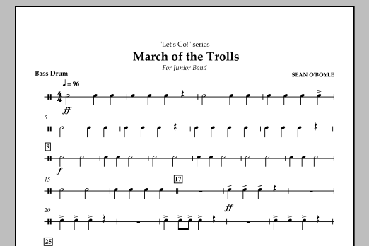 Download Sean O'Boyle March of the Trolls - Bass Drum Sheet Music