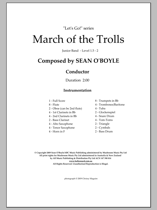 Download Sean O'Boyle March of the Trolls - Score Sheet Music