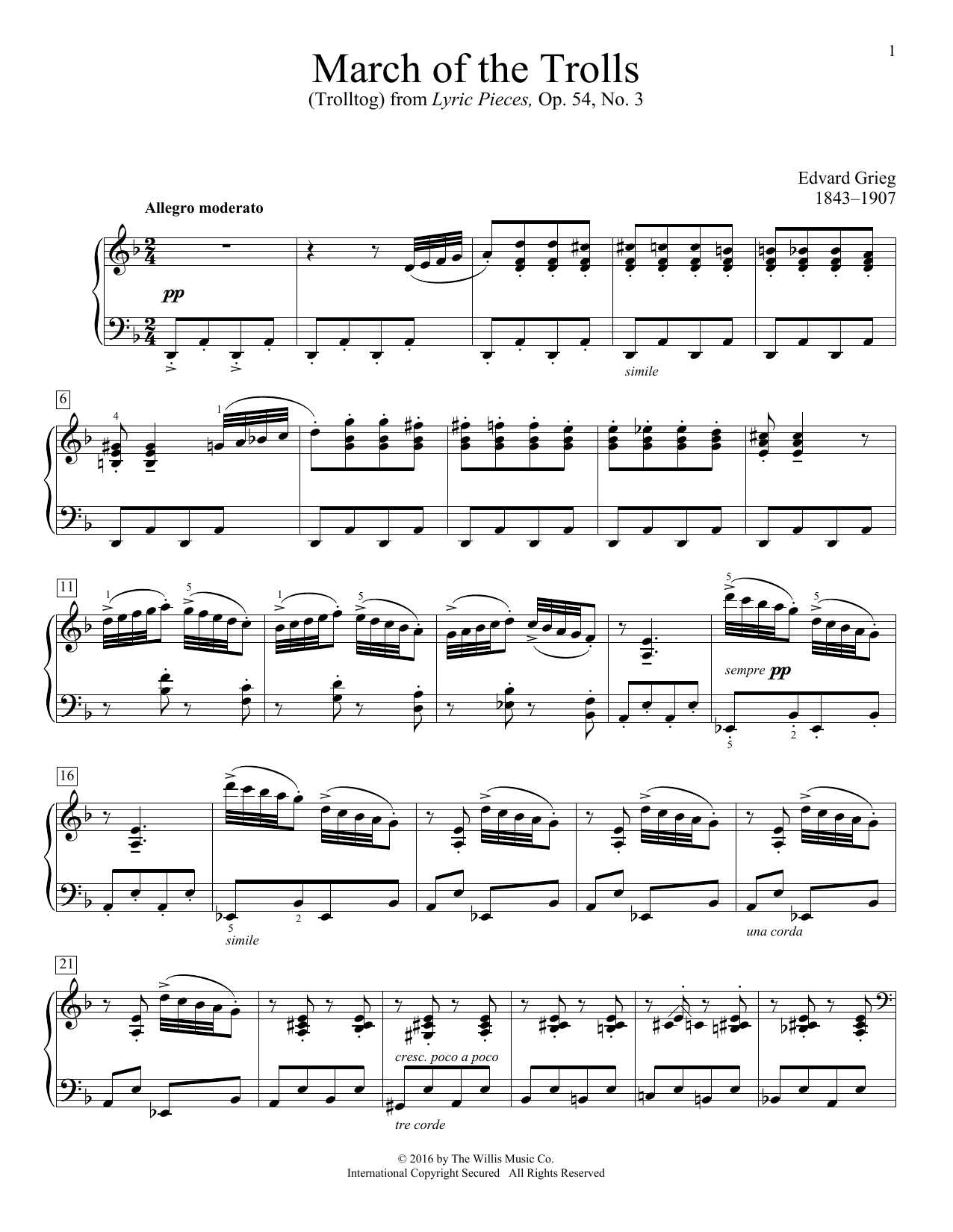 Download Edvard Grieg March Of The Trolls (Trolltog) Sheet Music