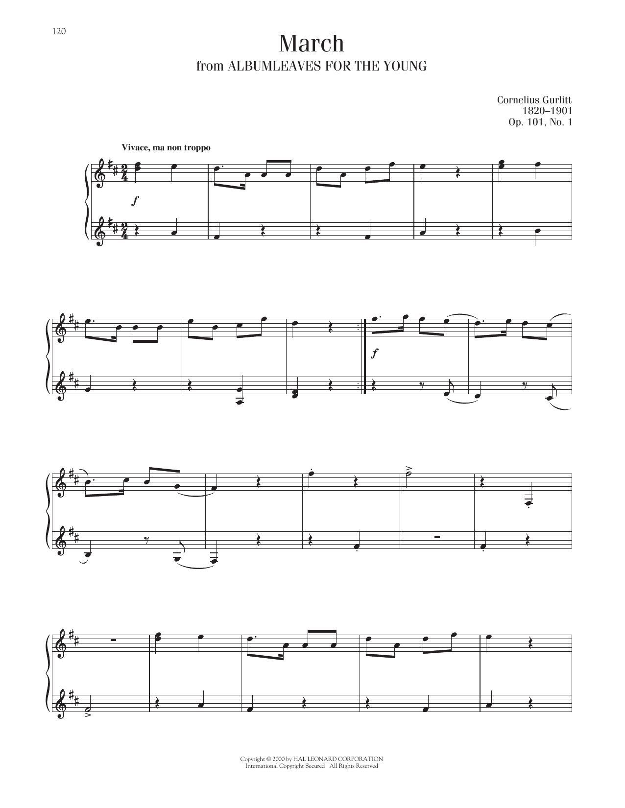 Cornelius Gurlitt March, Op. 101, No. 1 sheet music notes printable PDF score