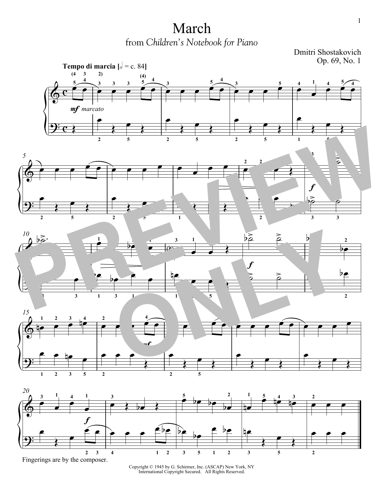 Download Dmitri Shostakovich March, Op. 69, No. 1 Sheet Music