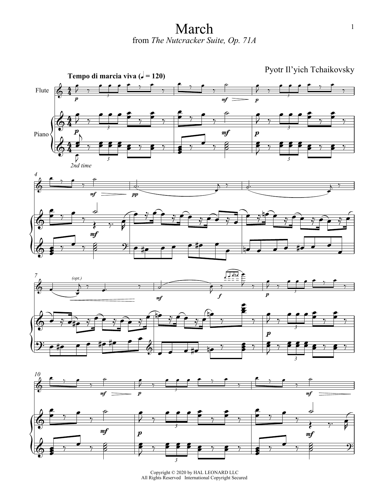 Download Pyotr Il'yich Tchaikovsky March, Op. 71a (from The Nutcracker) Sheet Music
