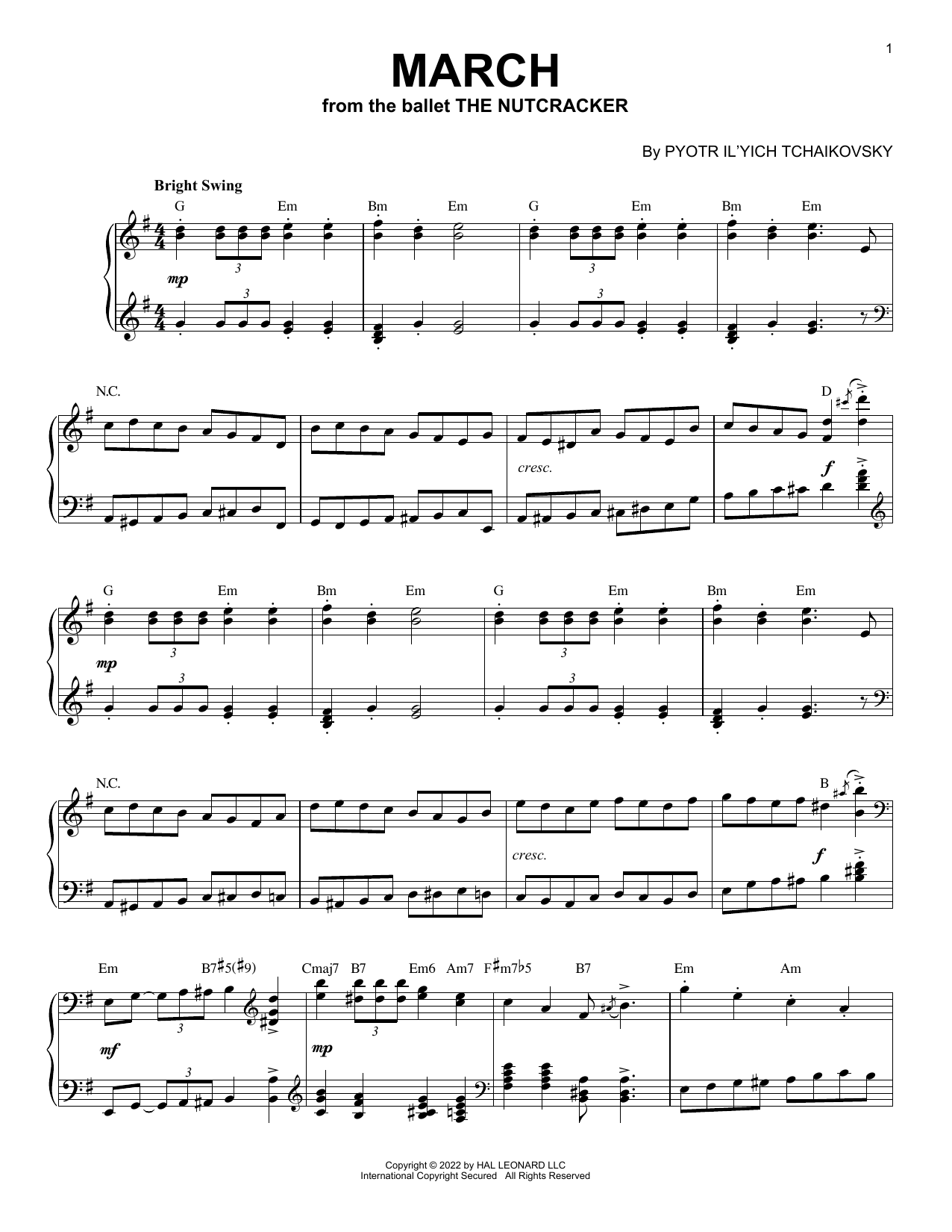 Download Pyotr Il'yich Tchaikovsky March, Op. 71a [Jazz version] (arr. Bre Sheet Music
