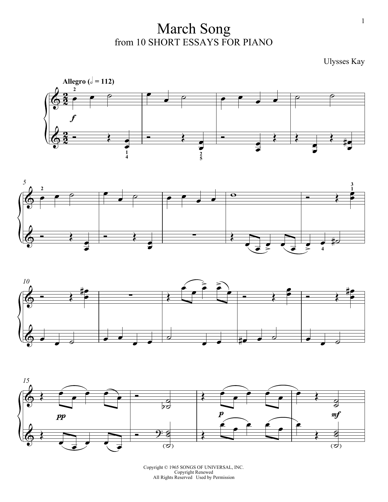 Download Ulysses Kay March Song Sheet Music