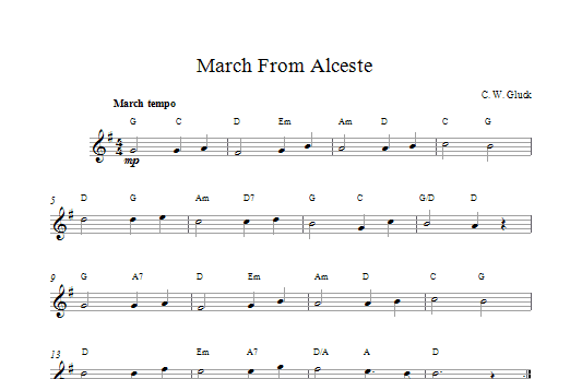 Christoph Willibald von Gluck March From Alceste sheet music notes printable PDF score