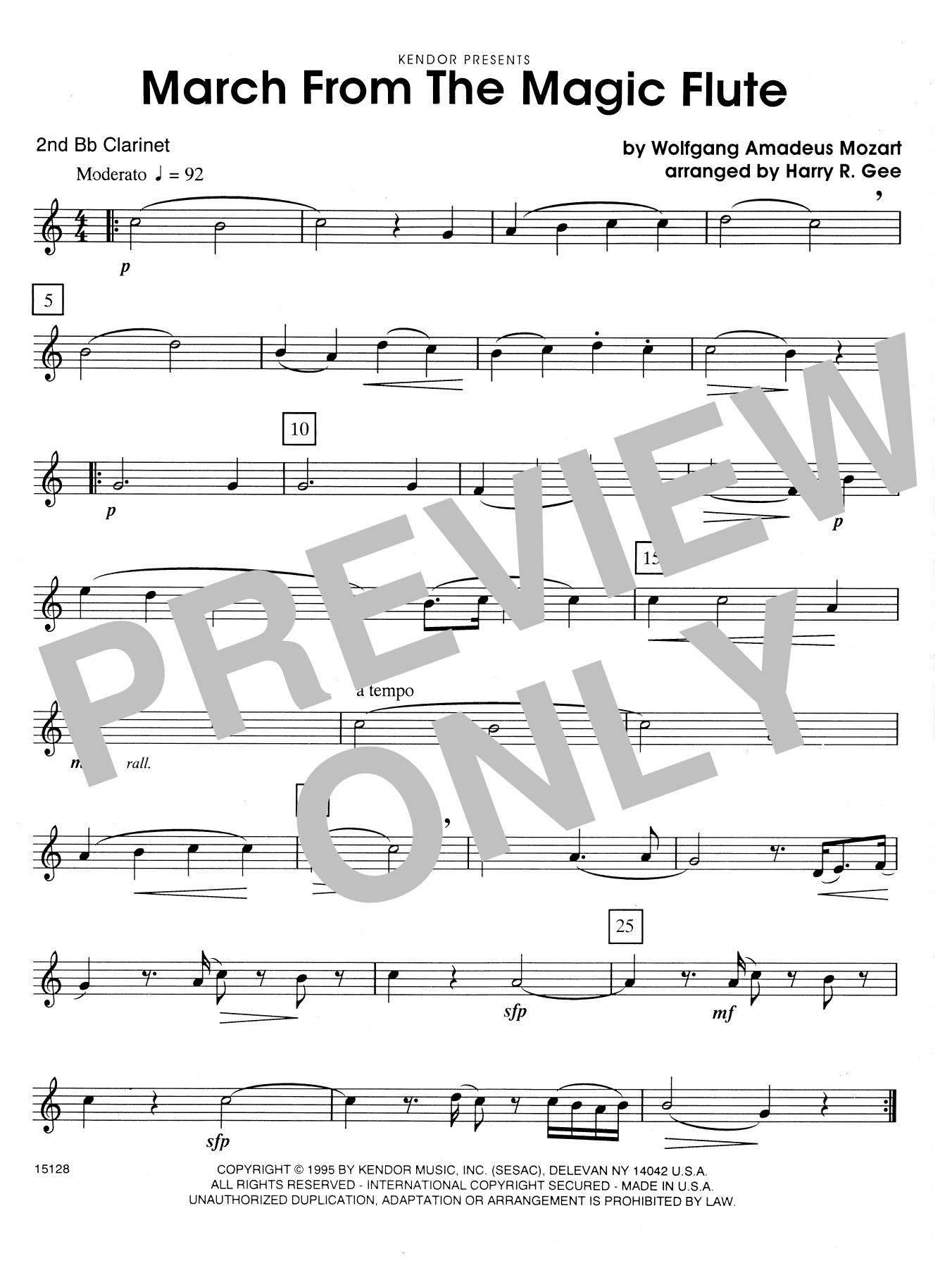 Download Harry R. Gee March From The Magic Flute - 2nd Bb Cla Sheet Music