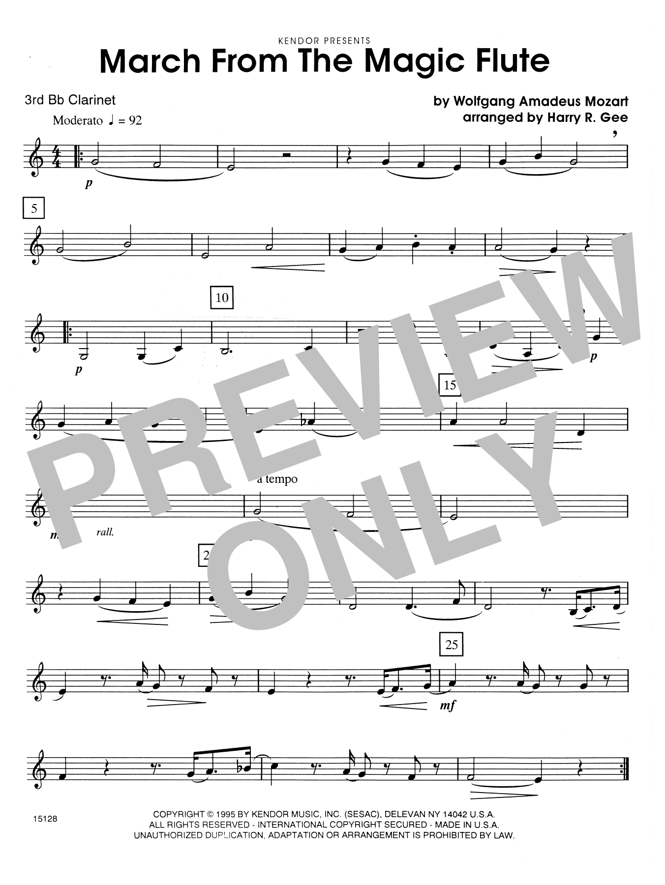 Download Harry R. Gee March From The Magic Flute - 3rd Bb Cla Sheet Music