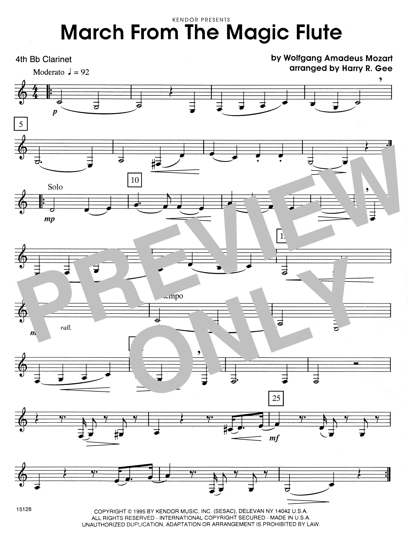 Download Harry R. Gee March From The Magic Flute - 4th Bb Cla Sheet Music