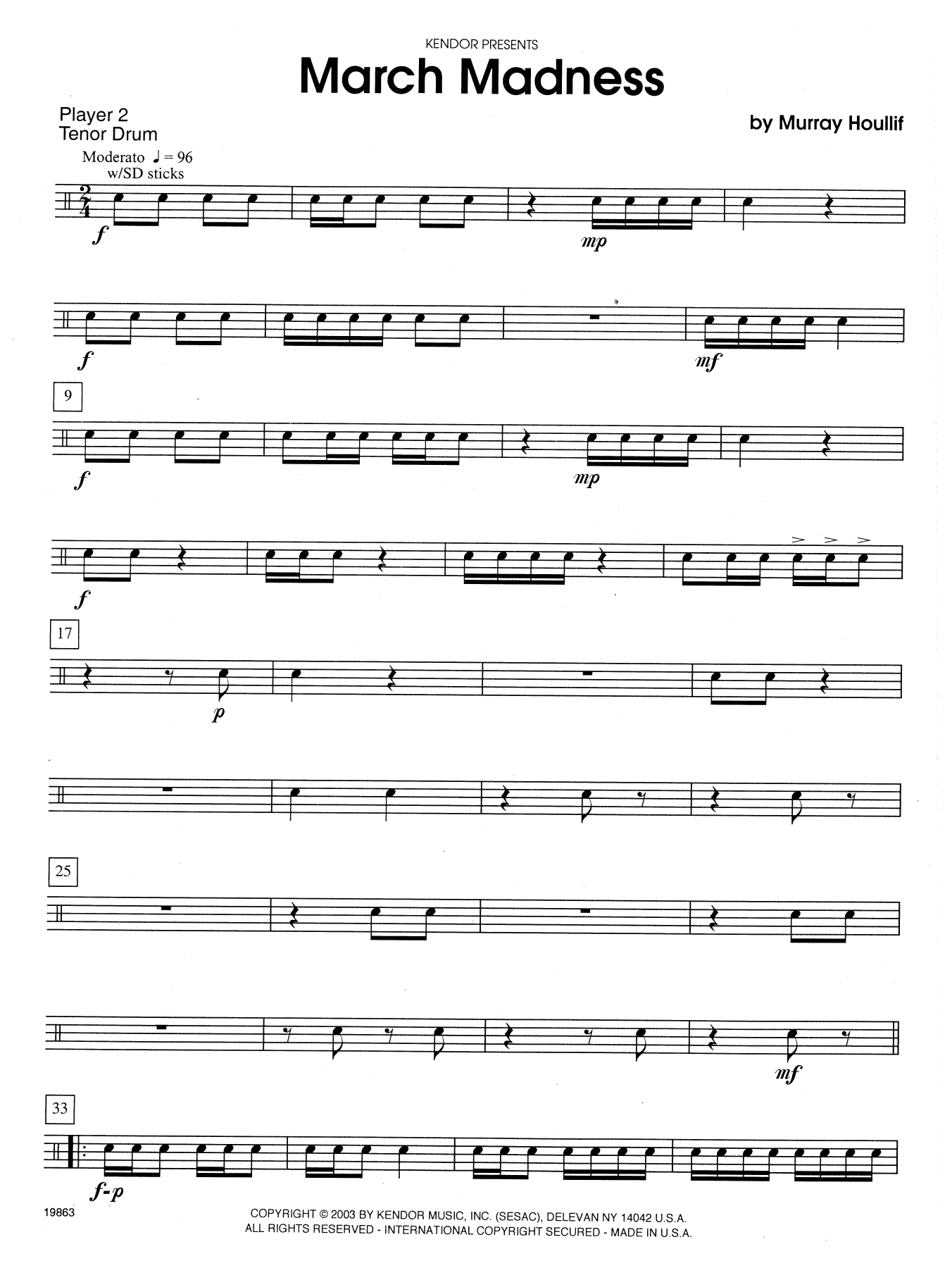 Download Murray Houllif March Madness - Percussion 2 Sheet Music