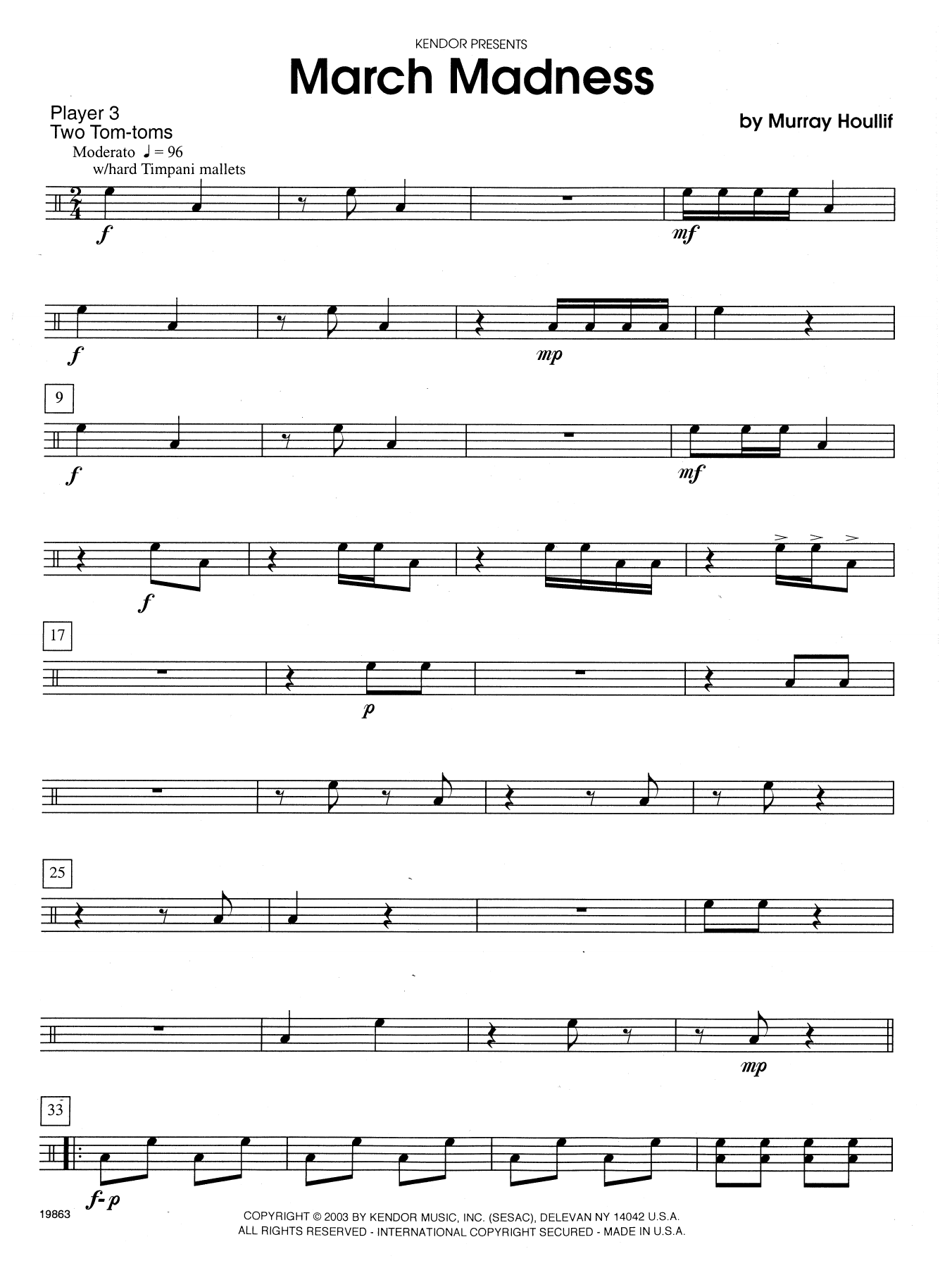Download Murray Houllif March Madness - Percussion 3 Sheet Music