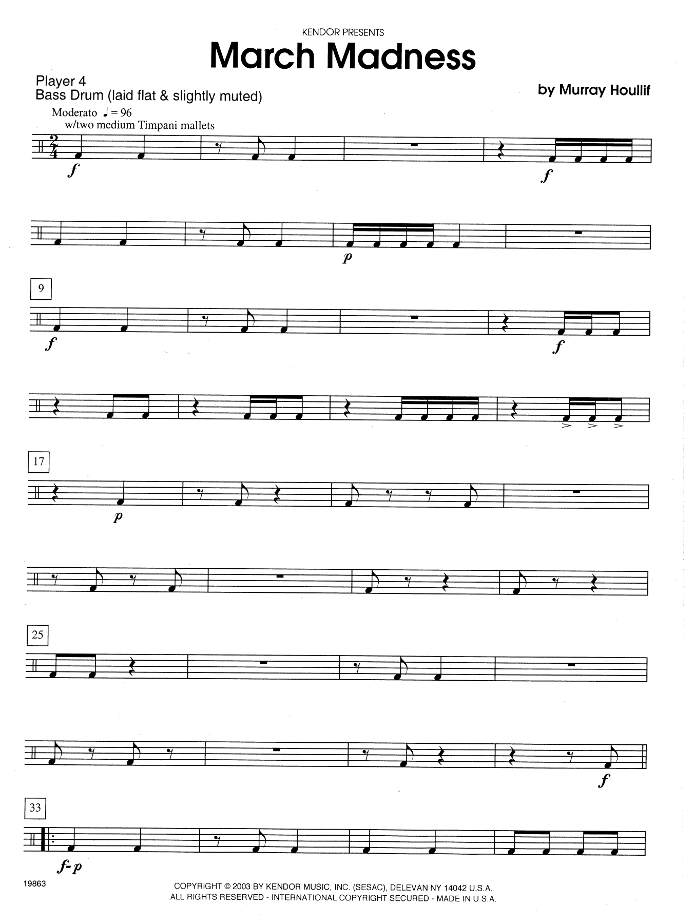 Download Murray Houllif March Madness - Percussion 4 Sheet Music